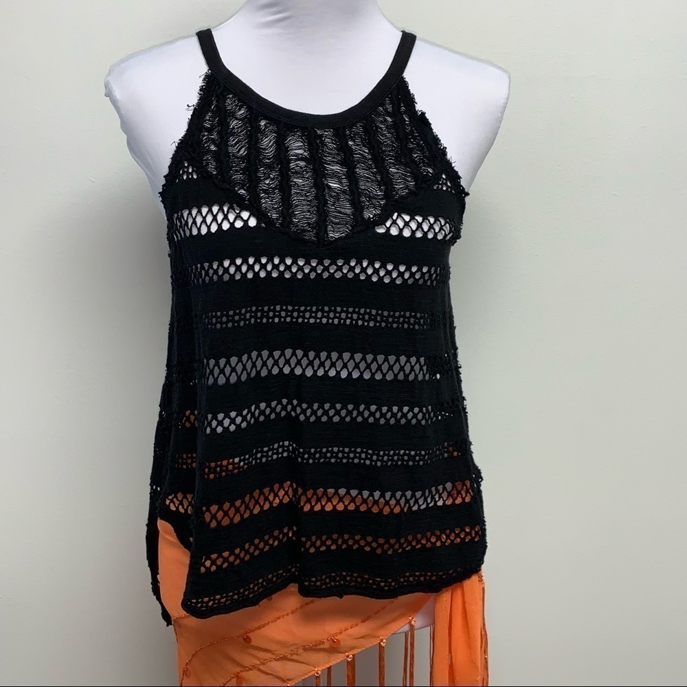 Free People We the Free Size XS Black Crochet Sleeveless BOHO Swimsuit Cover